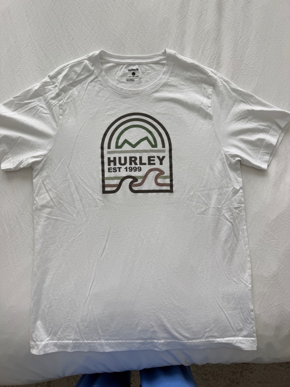 Hurley White Short-Sleeve Tee with Earthtone Logo